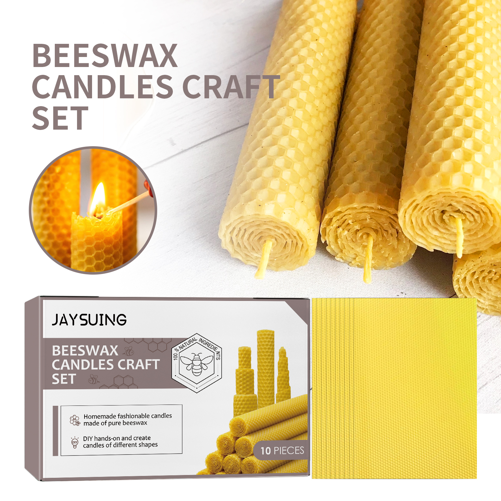 Beeswax Sheet Roll - Beeswax Sheets for Candle Making DIY