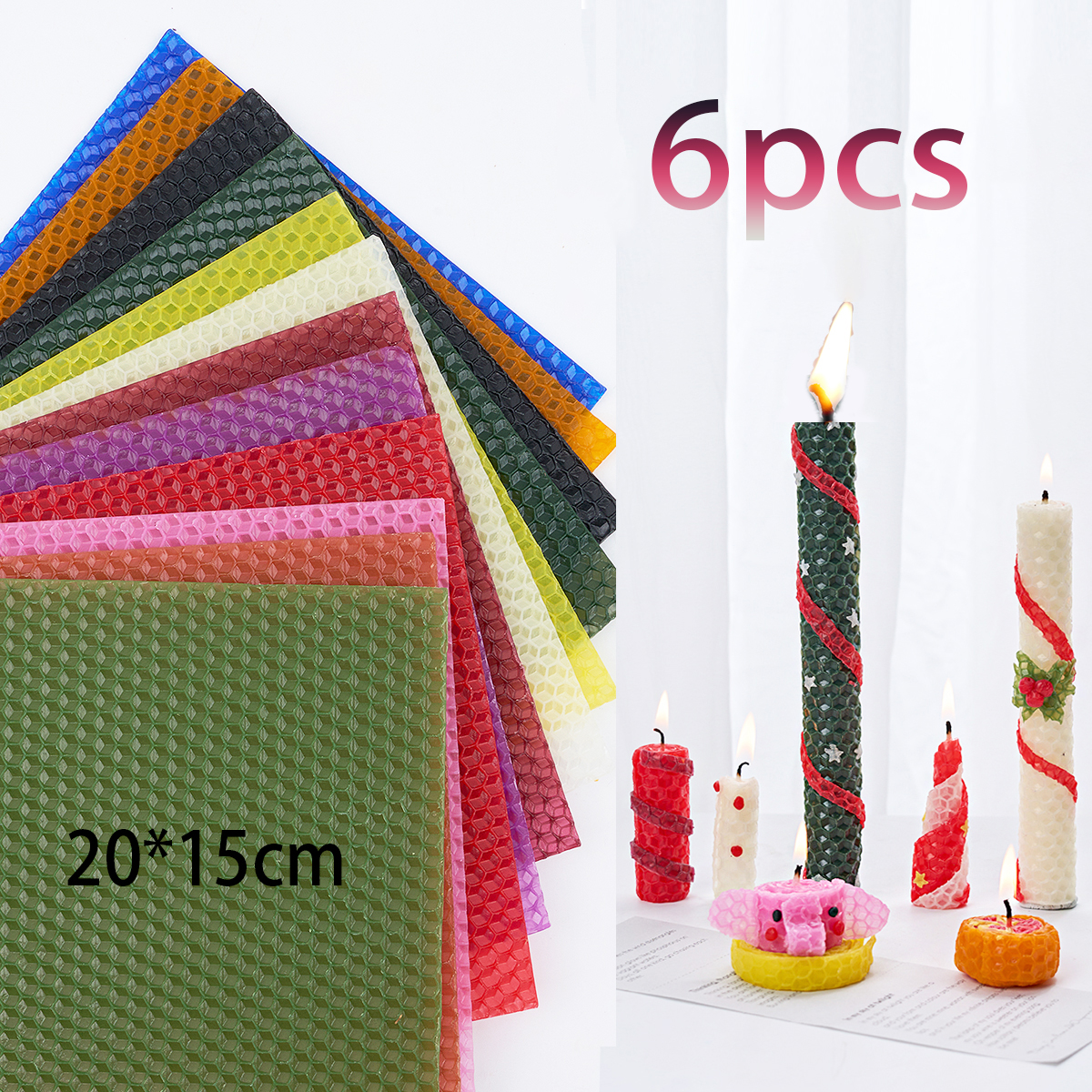 15*20Cm 6Pcs 12Colors Colored  - Beeswax Sheet Roll recension och pris