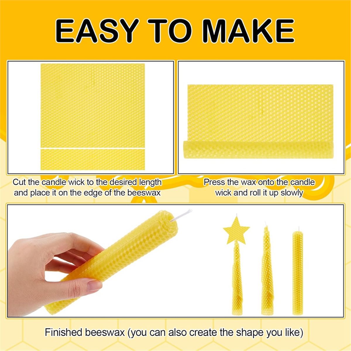 N94R 24 Pcs Beeswax Candle Mak - Beeswax Sheet Roll recension och pris